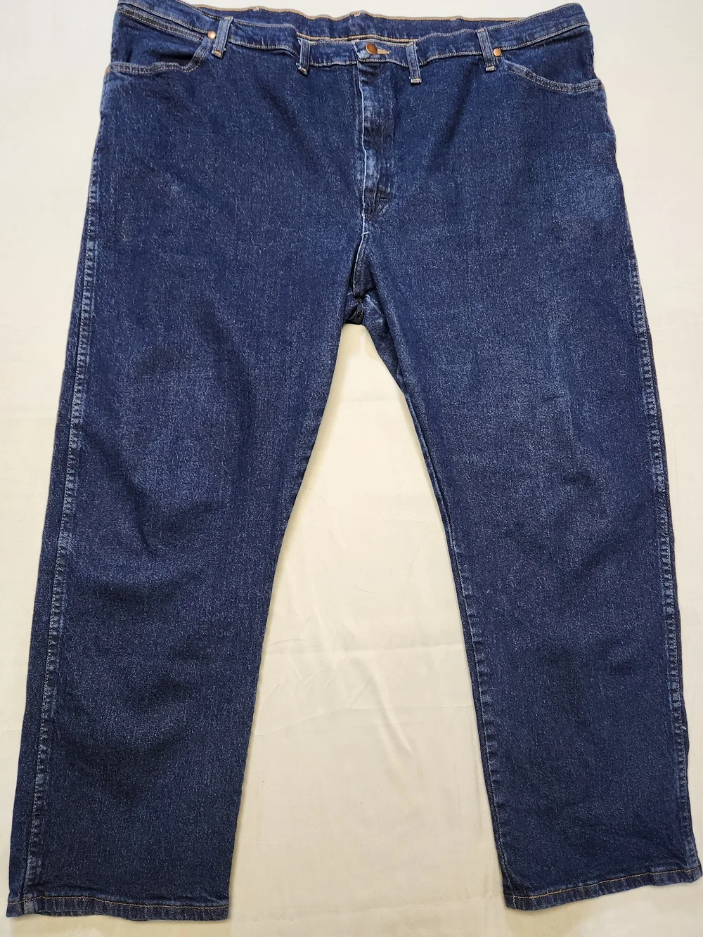 Wrangler Jeans Mens 48x30 Blue Dark Wash Cowboy Bootcut Big Tall Stretch Regular
